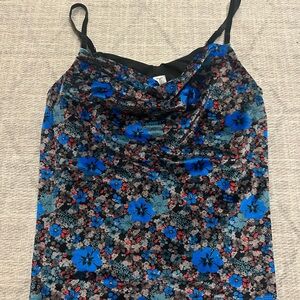 Tristan Blue and Black Cowl Neck Camisole